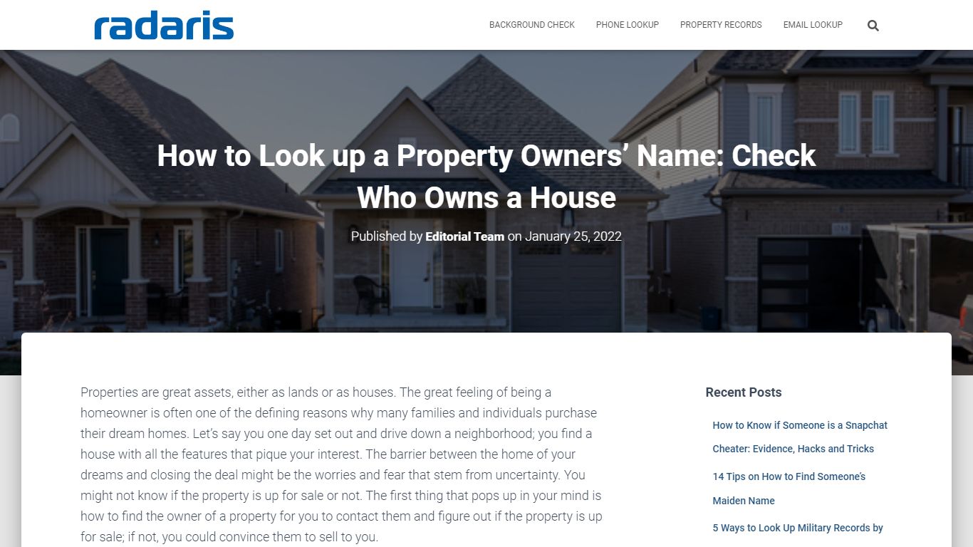 How to Find out Who Owns a House: Property Owner Search - Radaris